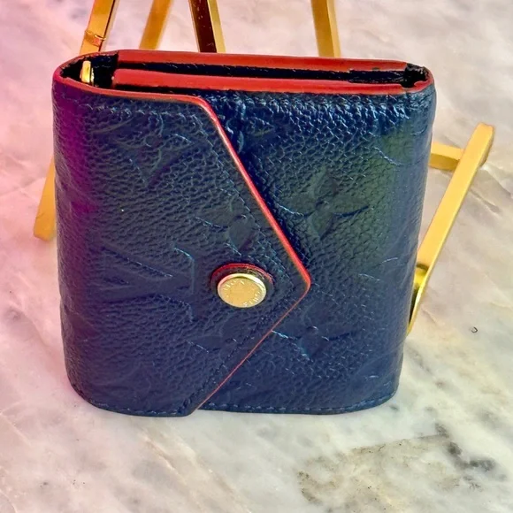 Louis Vuitton Black Embossed Monogram Small Wallet with Red Trim - Picture 3 of 16